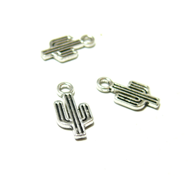Pendentifs Breloque Cactus 15mm – Métal Argent Antique