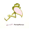Grand pendentifs breloque Flamant Rose  49mm Rose Emaille metal Dore
