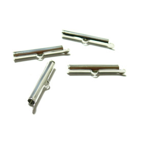 Embouts Pince Tubes 20mm Miyuki, Tissage, Chaîne à Billes Argent Platine