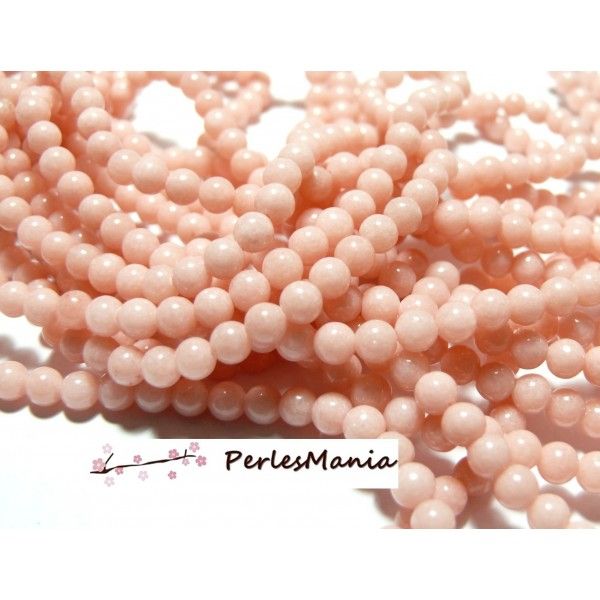 Perles rondes Jade Mashan Rose Saumon pale 8mm
