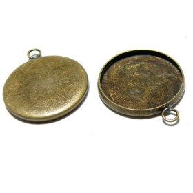 Supports de Pendentif Rond Plateau 12mm – Laiton Bronze