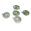 Pendentifs Fleurs dans Cercle en métal couleur Argent Antique