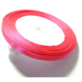 1 rouleau de 22 mètres ruban satin ROSE FLUO 6mm H11A1