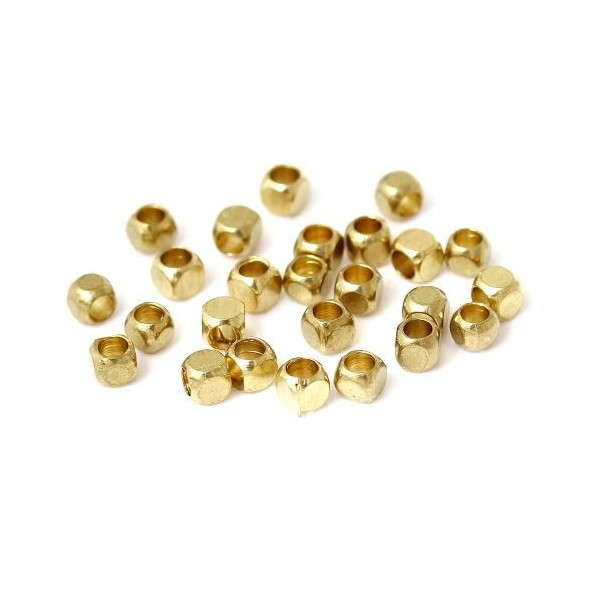 Perles intercalaire CUBE ARRONDI 2,5mm Cuivre, finition Doré