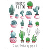 Transfert Cactus Graine Créative thermocollant A4 Hot fix  motif Cactus