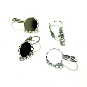 BN1125026 PAX 10 Supports de Boucle d'oreille dormeuse 12mm Vague métal couleur Argent Vif