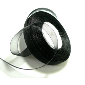 1 rouleau de 45 mètres ruban ORGANZA NOIR 15mm HY03915