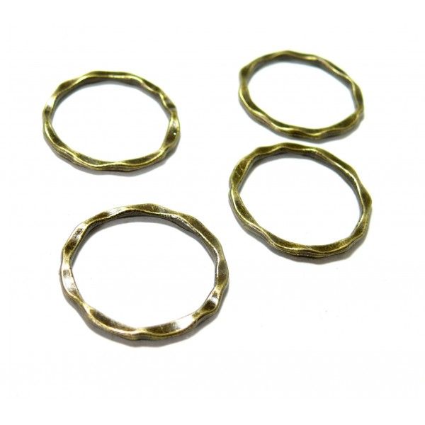 H1117B PAX 25 pendentifs grand anneau connecteur fermé rond Martele 22mm couleur Bronze 