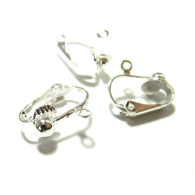 Supports de Boucles d'oreille CLIPS ARGENT VIF avec attache finition Argenté