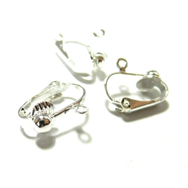 Supports de Boucles d'oreille CLIPS ARGENT VIF avec attache finition Argenté