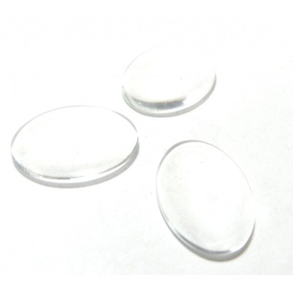PAX 20 cabochons en verre transparents Ovale 10 par 14mm HG010