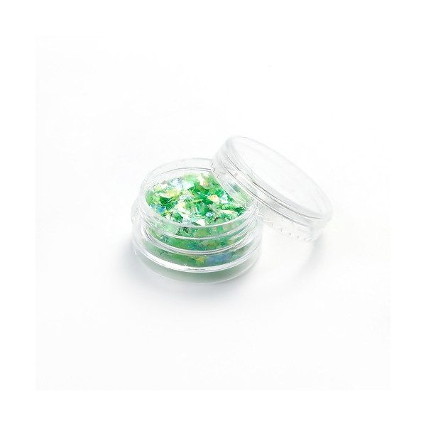 boite imitation Nacre paillette Vert pour inclusion résine, DIY pour nail art, scrapbooking,