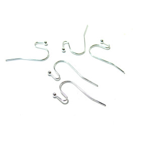 Boucles d'oreille, crochet avec bille, Cuivre couleur Argent Vif