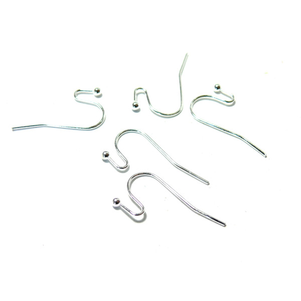 Boucles d'oreille, crochet avec bille, Cuivre couleur Argent Vif