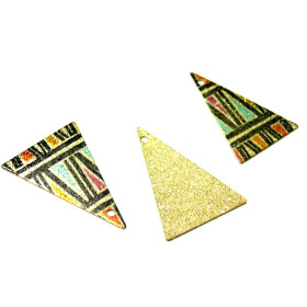 PS110100826 PAX 5 pendentifs breloques stardust  Grand Triangle  25mm style Art Deco Doré 