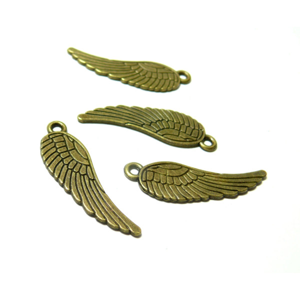 PAX 20 pendentifs Plumes 29mm metal couleur Bronze