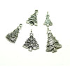Pendentifs, Breloques Sapin de Noel métal couleur Argent Antique