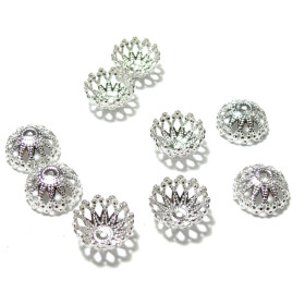 Calottes coupelles embouts Fleurs Coquille 6mm metal couleur Argent Antique