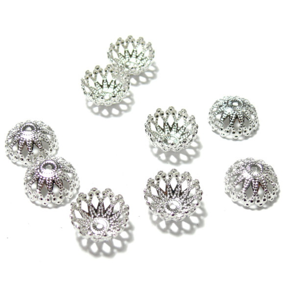 Calottes coupelles embouts Fleurs Coquille 6mm metal couleur Argent Antique