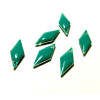 4 sequins médaillons style émaillés Biface Losange Vert d'eau 18mm ref 7 sur une base en métal argent