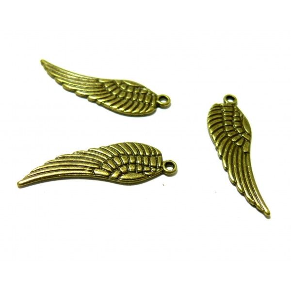 131210165351 PAX 20 pendentifs Plumes 29mm metal couleur Bronze