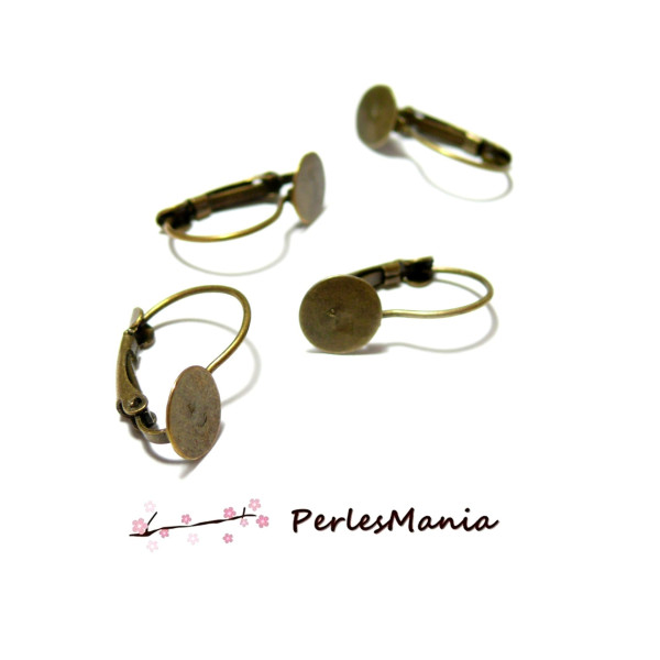 Boucles d’Oreilles Dormeuses Plateau Lisse 14mm Bronze Laiton