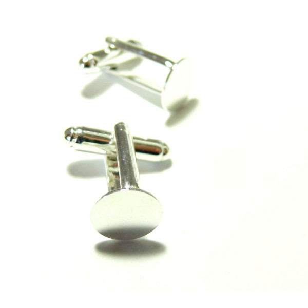 Boutons de manchettes Plateau lisse 12mm Argent Vif Qualité Laiton