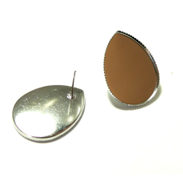 Supports Boucle d'oreille Puce Plateau Goutte 13x18mm – Laiton Argent Platine
