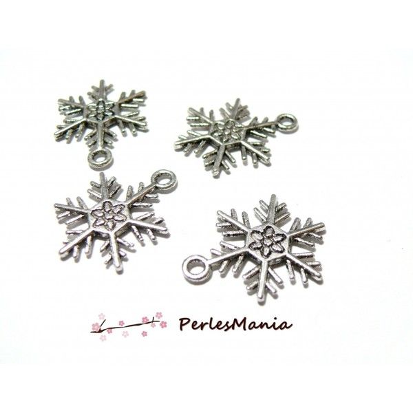 PAX: 30 pendentifs etoiles flocons de neige Viel argent S119720 pour création de bijoux