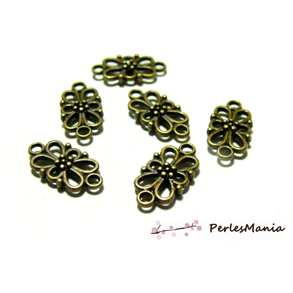 Offre spéciale: 40 connecteurs Fleurs rectangle ref P5094Y Bronze 
