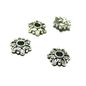 Calottes Coupelles Fleurs 7mm – Métal Argent Antique