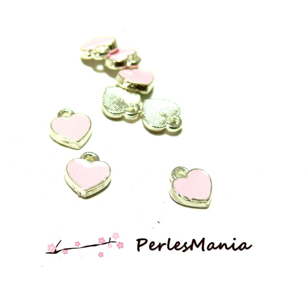 10 sequins EMAILLES MINI COEUR ROSE PALE 7 par 8mm ref 120