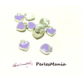 10 sequins EMAILLES MINI COEUR VIOLET 7 par 8mm ref 117