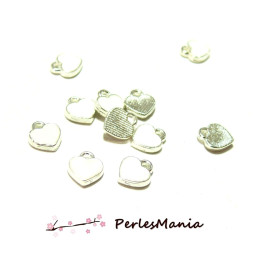 10 sequins EMAILLES MINI COEUR BLANC 7 par 8mm ref 118