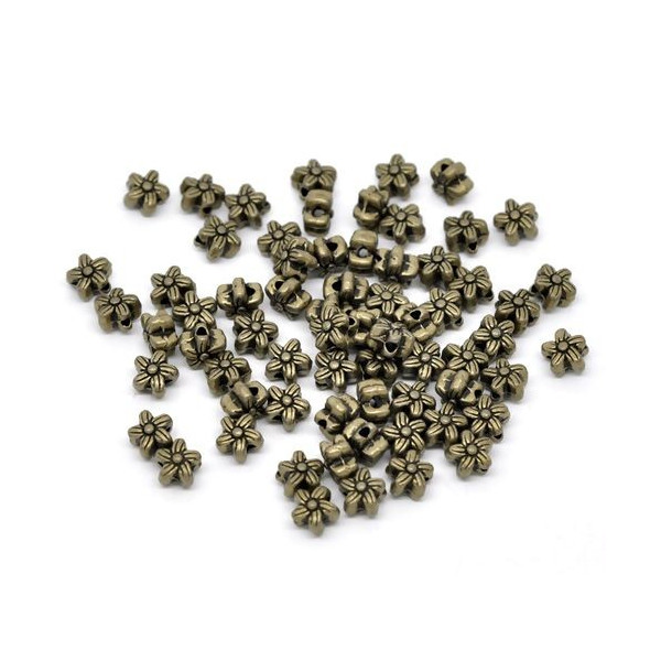 Perles Intercalaires Passants Fleurs 7mm – Métal Couleur Bronze