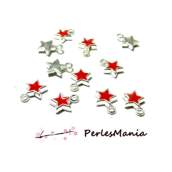 10 sequins EMAILLES MINI COEUR ROUGE 7 par 8mm ref 119