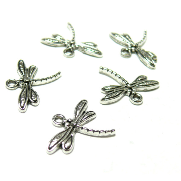 Pendentifs Libellule 19mm – Métal Argenté Antique