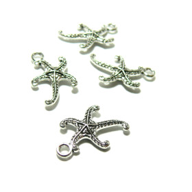 Pendentifs Breloque Étoile de Mer Métal Argent Antique