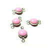 Pendentifs connecteur cercle resine style emaille Rose couleur NO4