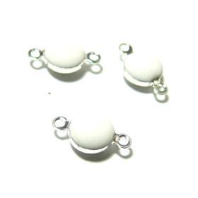 150717113850 PAX 10 pendentifs connecteur cercle resine style emaille Blanc couleur NO8 qualité Laiton