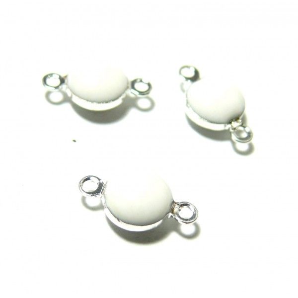 150717113850 PAX 10 pendentifs connecteur cercle resine style emaille Blanc couleur NO8 qualité Laiton