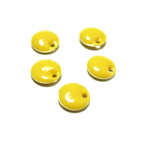 5 sequins médaillons style émaillés Biface Rond 8mm Rose ref3