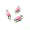 Pendentifs connecteur ovale 11 par 4mm resine style emaille Rose