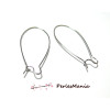 10 Boucle d'oreille crochets, GRANDES dormeuses qualité 43 par 20 mm Argent Platine 
