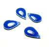 4 sequins médaillons style émaillés Biface Ovale Bleu Nuit 14mm ref 8