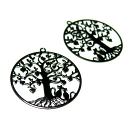 Estampes pendentif  filigrane Arbre à chat Rouge 27mm