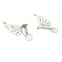 AE112334 Lot de 4 Estampes pendentif filigrane Grand colibri oiseau du paradis Argent Vif 21mm