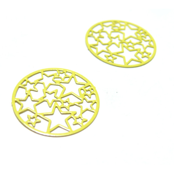 Estampes pendentif connecteur filigrane Multi Etoile Jaune 20mm