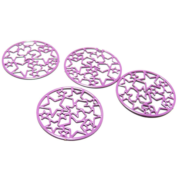 Estampes pendentif connecteur filigrane Multi Etoile Violet Clair 20mm