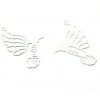 AE112334 Lot de 4 Estampes pendentif  filigrane Grand colibri oiseau du paradis Blanc 21mm